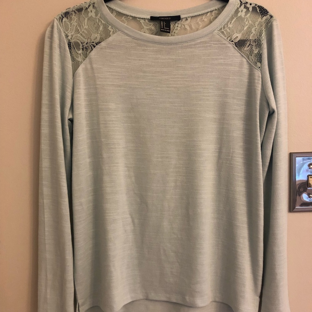 Forever 21 Lace Back Top - Mint Green